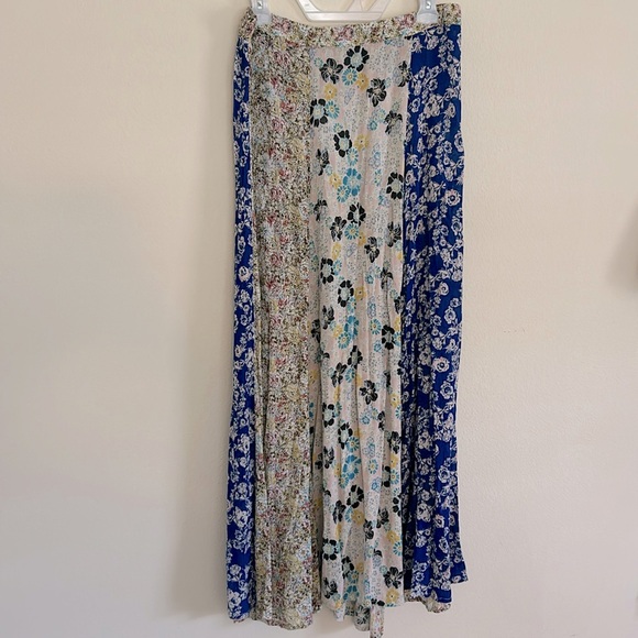 Free People Cherish boho floral patchwork viscose Maxi Skirt large - Picture 2 of 12